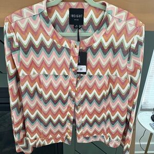 Insight Multicolor Zigzag Faux Leather Jacket with snap closures